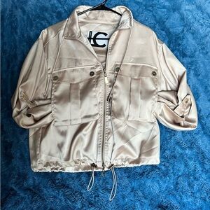 Lola Casademunt Champagne Satin Utility Jacket - Size S
